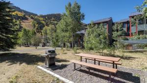 a picnic table and a grill in a park at Telluride Lodge 312 by AvantStay Close to Slopes Town in Telluride