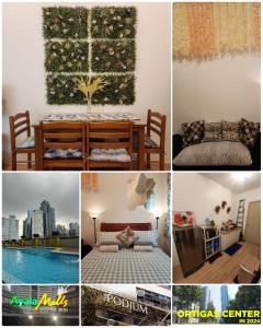 a collage of pictures of a room at Hawaii Theme Ortigas MRT Ayala 30th Megamall Podium Free Netflix Fast Internet Pool in Manila