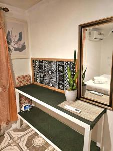 a dressing table with a mirror and a plant at Sigatoka Town HomeStay In Coral Coast in Singatoka +25 photos