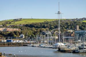 a bunch of boats are docked in a marina at The Edge in Whitehaven