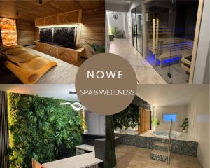 a collage of three pictures of a house at Hotel Vestina in Wisła