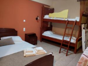 a bedroom with two bunk beds and a ladder at House Aggeliki in Kalamitsi