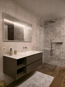a bathroom with a sink and a mirror at Residenza Panoramic in Brione sopra Minusio
