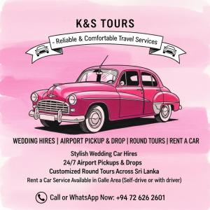 a flyer for a car show with a pink car at K & S Tours and imaduwa Guest in Imaduwa