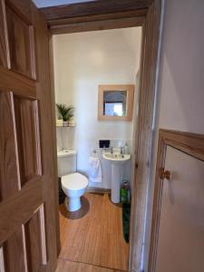 a bathroom with a toilet and a sink at Orchard Serviced Accommodation in Aberdeen