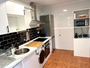 eine Küche mit Spüle und Waschmaschine in der Unterkunft Casa Vacacional el Mirador de Picos in Serdió