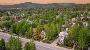 an aerial view of a residential neighborhood with houses and trees at Lansdowne Chateau in Breckenridge