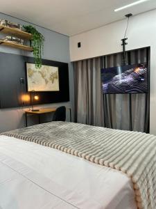 Ένα ή περισσότερα κρεβάτια σε δωμάτιο στο Studio in Joinville, piscina - Pet Friendly +33 φωτογραφίες