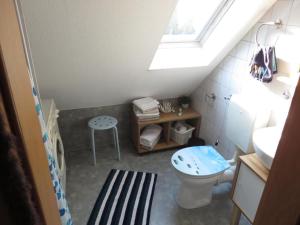 NeuschooNEU! Ferienwohnung Sonnenschein OG的带马桶和水槽的小浴室