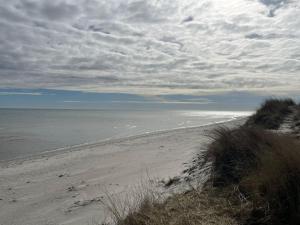 a beach with a cloudy sky and the ocean at Holiday Home Frido - 500m from the sea by Interhome in Sæby