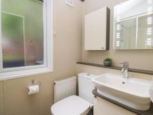 a bathroom with a sink and a toilet and a window at Feather Hill Lodge White Cross Bay, Skiptory Howe 38 in Windermere
