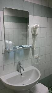 a bathroom with a sink and a mirror at Croce Bianca in Omegna