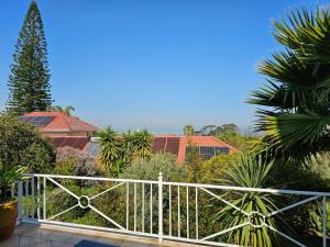 a balcony with a white fence and some trees at Somerset Hill in Somerset West +24 photos