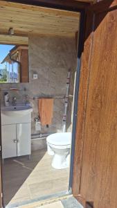 a bathroom with a toilet and a sink at Cabana Arunia in Buninginea +32 photos