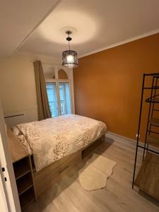 a bedroom with a bed and a window at Appartement chaleureux aux portes de Navarrenx - Fibre in Susmiou