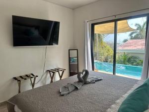 Μια τηλεόραση ή/και κέντρο ψυχαγωγίας στο Sunset Villa - Stunning Poolside