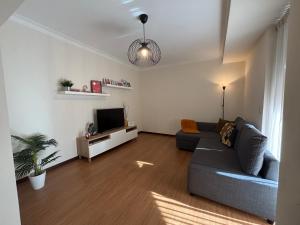 un soggiorno con un divano e una TV di B Apartamentos Castelo a Viana do Castelo
