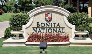 a sign for a banta national sign with flowers at Sunny First-Floor Condo in Bonita National with Golf & Social Membership Ideal 30-Night Stay in Bonita Springs