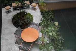 an overhead view of a table and chairs and plants at Namóra by Lumina in Guadalajara