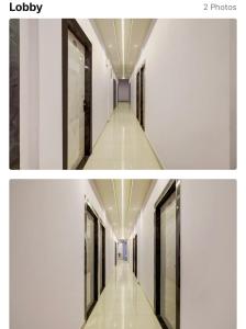 two pictures of a hallway in a building at Ashirbad Lodge in Lokpriya Gopinath Bordoloi International