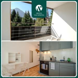 Kuchyň nebo kuchyňský kout v ubytování Alexandra 120 by Arosa Vacations, Renoviertes Studio mit Bergblick im Zentrum