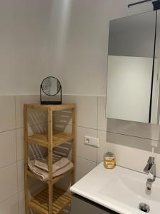a bathroom with a sink and a mirror at Black Forest apartment in Rottweil in Rottweil +34 photos