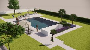 a rendering of a swimming pool in a park at Garni Saltneregg in Caldaro