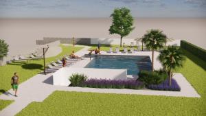a rendering of a swimming pool in a park at Garni Saltneregg Ferienwohnungen in Caldaro +21 photos