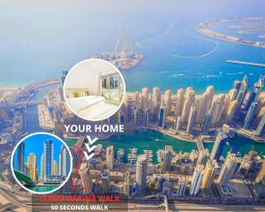 a view of the dubai marina from the sky at Luxury 1 Bedroom On Marina Walk, Sleeps 5, 1 Min to Metro in Dubai