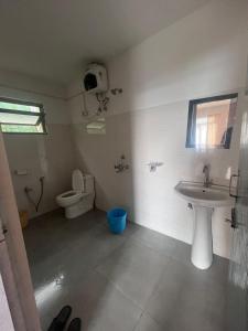 a bathroom with a sink and a toilet at Dara Homestay, Charkhole in Kalimpong