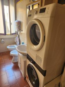 y baño con aseo y lavadora y secadora. en Bed&Breakfast delle Lame, en Bolonia
