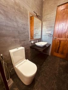 Un baño con un inodoro blanco y un lavabo. en VOGUE RESIDENCE - Black Pool, en Nuwara Eliya 1 foto más