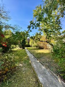 a walking path in a park with trees and grass at La Maison d'Eugène, Rennes centre in Rennes