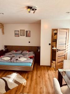 un dormitorio con una cama en una habitación en Premium Apartman-Fiľakovo, en Fiľakovo