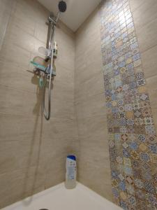 a bathroom with a shower and a tub at Ideal apartment with all confort in Ormes