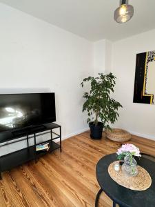 Et tv og/eller underholdning på Komfortable Stadtwohnung mit Terrasse