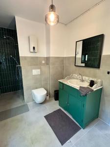 Koupelna v ubytování Komfortable Stadtwohnung mit Terrasse + 15 fotografií