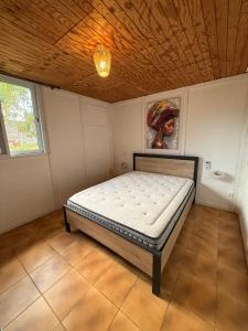 1 cama en una habitación con un cuadro en la pared en Villa La Cruzanelle, en Sainte-Rose