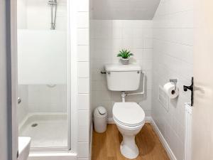 ein Badezimmer mit WC und einer Pflanze darüber in der Unterkunft Twin Pines in Kenley