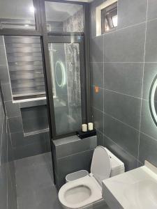a bathroom with a toilet and a sink at A Luc House in Cat Ba +45 photos
