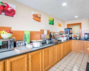 a kitchen with a counter with a microwave and a counter sidx sidx at Quality Inn Ottawa near Starved Rock State Park in Ottawa