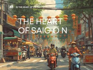 a poster for the heat of saigon with people riding motorcycles at The Heart of Saigon - International Plaza - Ho Chi Minh City Hall in Ho Chi Minh City