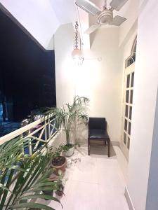 a balcony with a chair and plants in a room at The Dan Si in Guwahati
