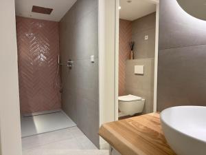 a bathroom with a toilet and a sink at B&B Ztrand in Oudesluis +5 photos