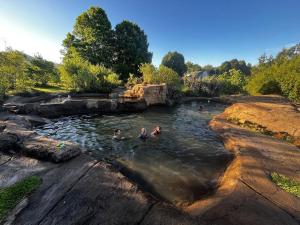 a group of people swimming in a river at Beautiful Breakaway in Champagne Valley +37 photos