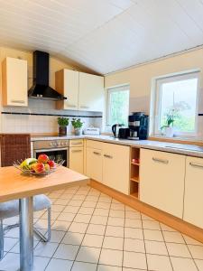 O bucătărie sau chicinetă la Premium Apartment mit Ofen, Badewanne & Dusche, Parkplatz, ganze Wohnung