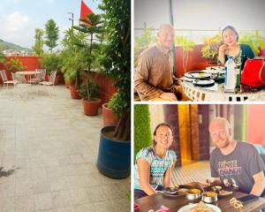 a group of three pictures of people sitting at a table at Nahargarh view Hotel in Jaipur +28 photos