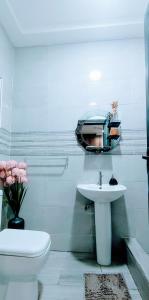 a bathroom with a toilet and a sink at Private Room En-suite at N Legon in North Legon