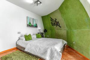 a bedroom with a green wall with a bed at Tenerifeopenhome Adeje Paradise in Playa Paraiso +43 photos