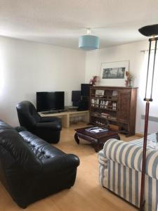 TV a/nebo společenská místnost v ubytování Appartement spacieux 3 chambres avec balcon et parking privé